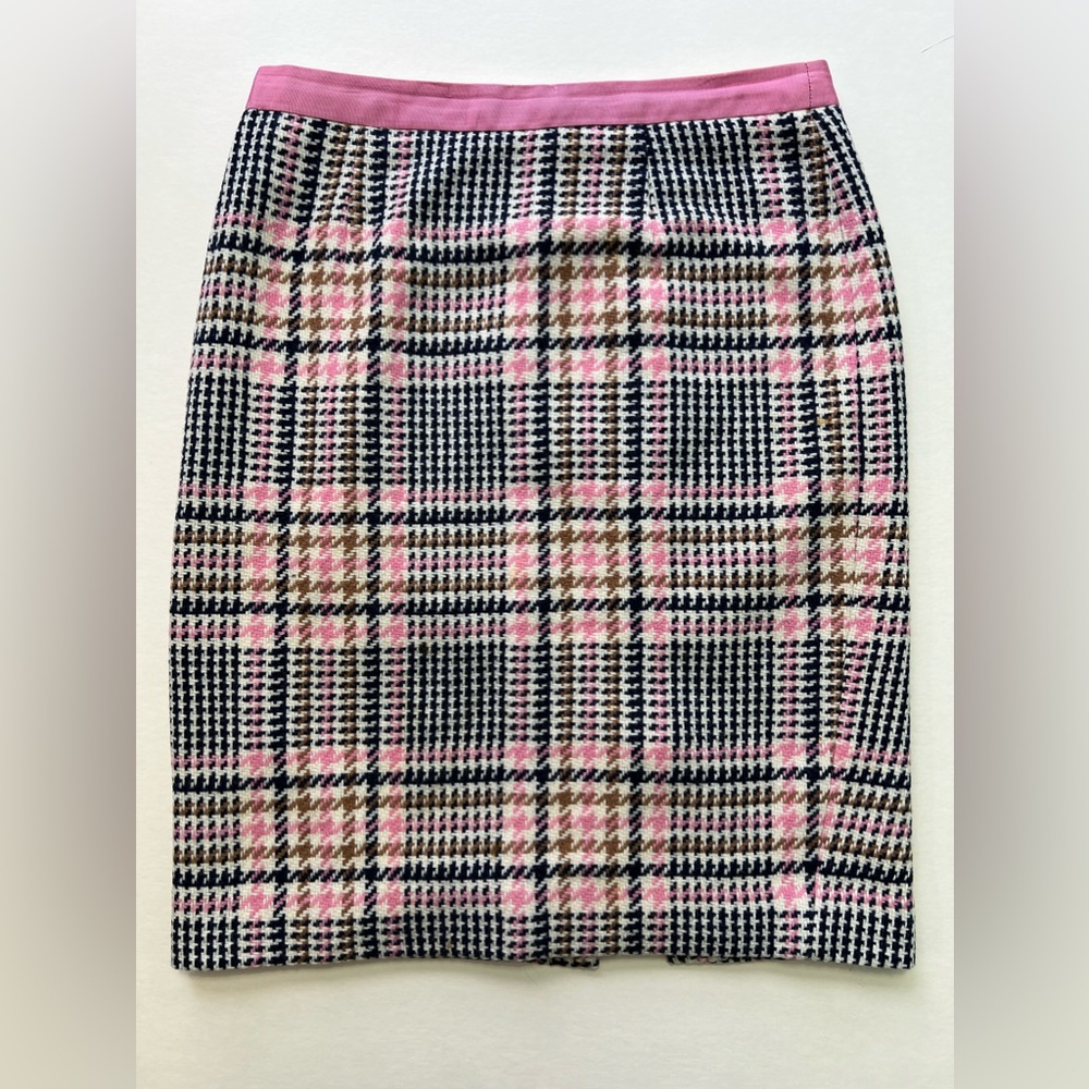 Boden Pink Wool Houndstooth Pencil Skirt Size: 6 - EUC